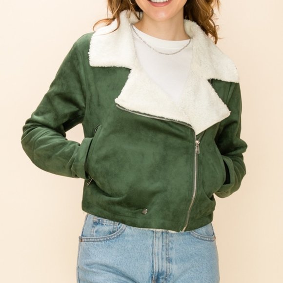 MAUVE Faux Fur Biker Bomber - Picture 6 of 6